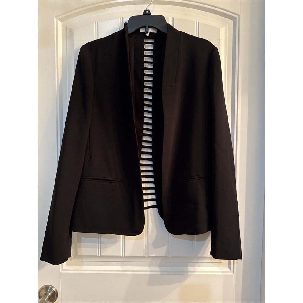Anthropologie Current Air Blazer Black Large Open Ladder Back Detail
